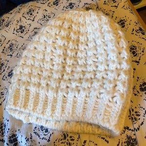 white knit beanie